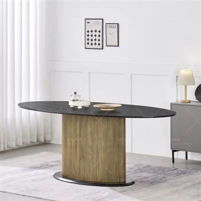Table de salle à manger en MDF avec peinture dorée